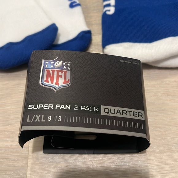 Indianapolis Colts NFL super fan 2-PACK quarter Socks NWT L/XL - Picture 3 of 7